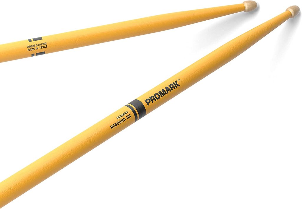 ProMark Rebound 5B Painted Yellow Hickory Drumsticks, Acorn Wood Tip, One Pair