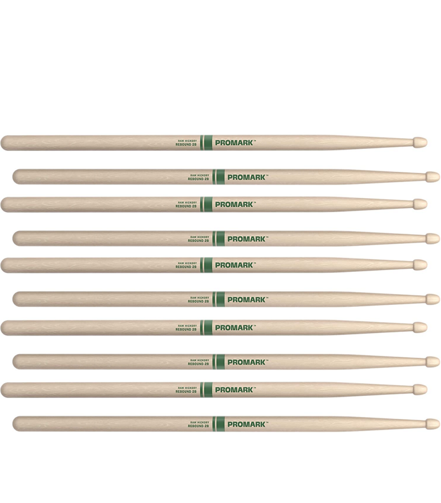 5 PACK ProMark Rebound 2B Hickory Drumsticks, Acorn Wood Tip