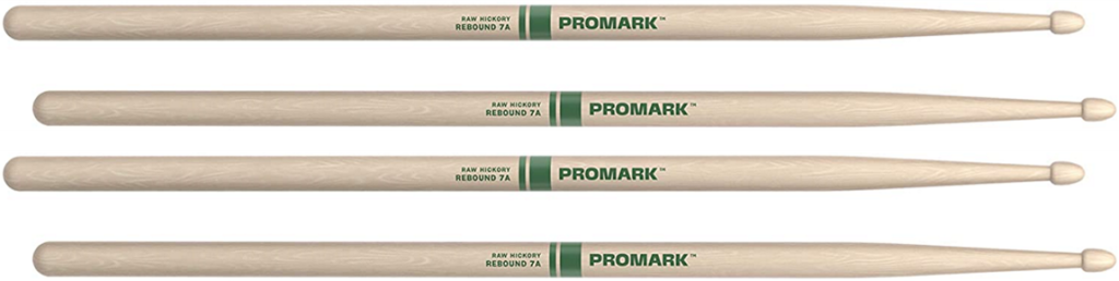 2 PACK ProMark Rebound 7A Raw Hickory Drumsticks, Acorn Wood Tip