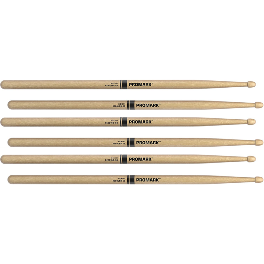 3 PACK ProMark Rebound 5B Hickory Drumsticks, Acorn Wood Tip
