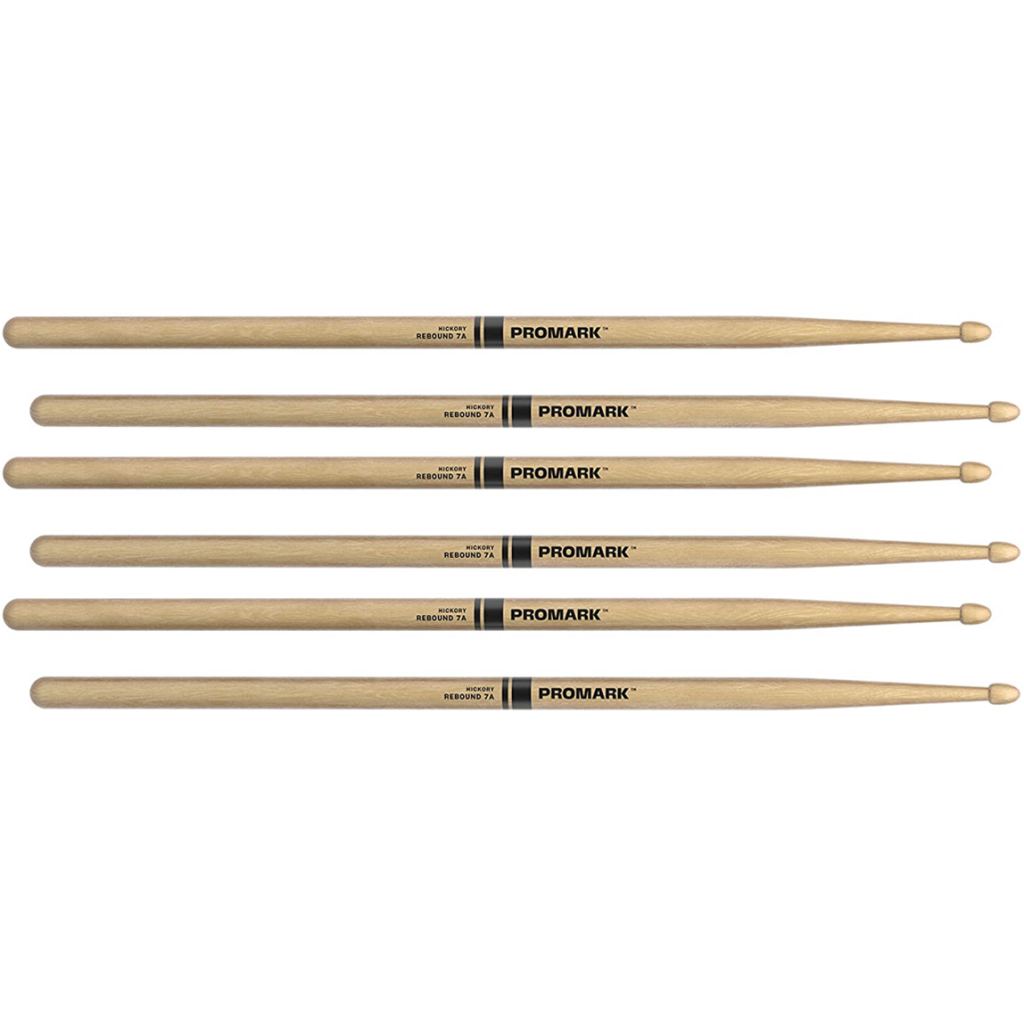 3 PACK ProMark Rebound 7A  Hickory Drumsticks, Acorn Wood Tip