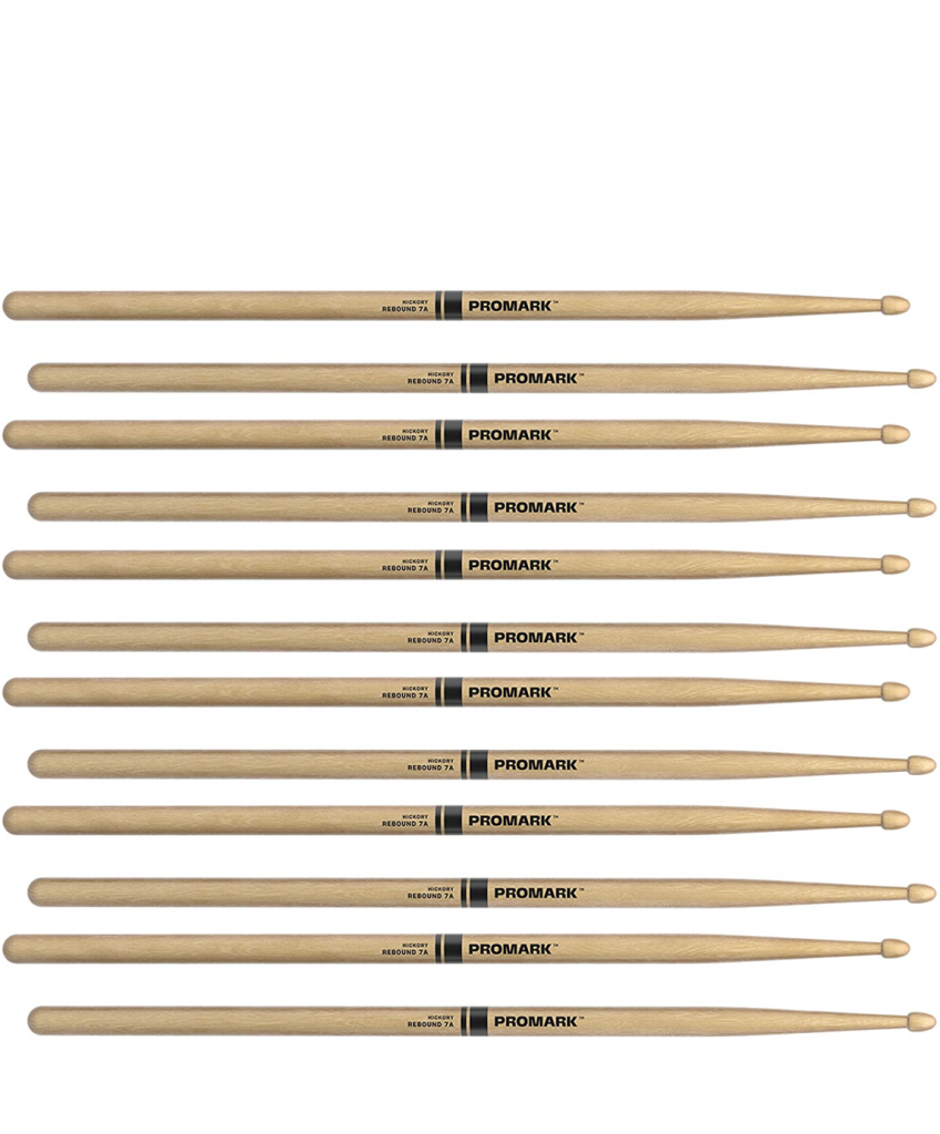 6 PACK ProMark Rebound 7A  Hickory Drumsticks, Acorn Wood Tip