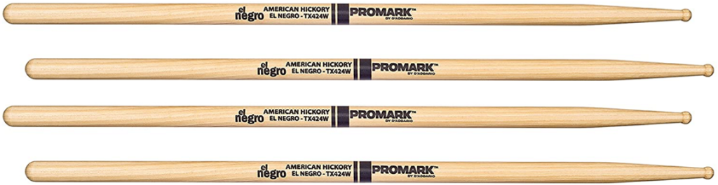 2 PACK Promark TX424W Hickory Horacio 'El Negro' Hernandez Wood Tip drumsticks