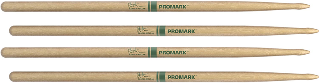 2 PACK ProMark Carter McLean Hickory Drumsticks, Wood Tip
