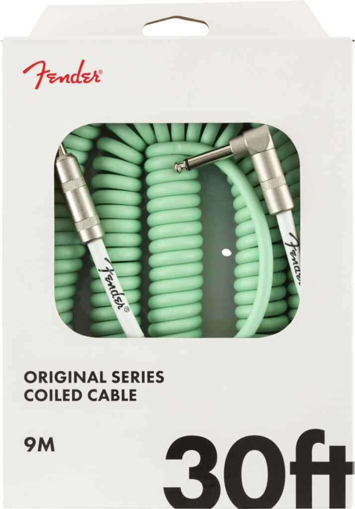 Fender 0990823007 Original Series Straight to Right Angle Coil Cable - 30 foot Surf Green