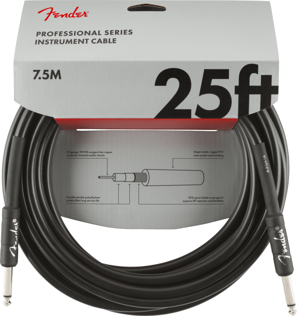 Fender 0990820016 Professional Series Straight to Straight Instrument Cable - 25 foot Black