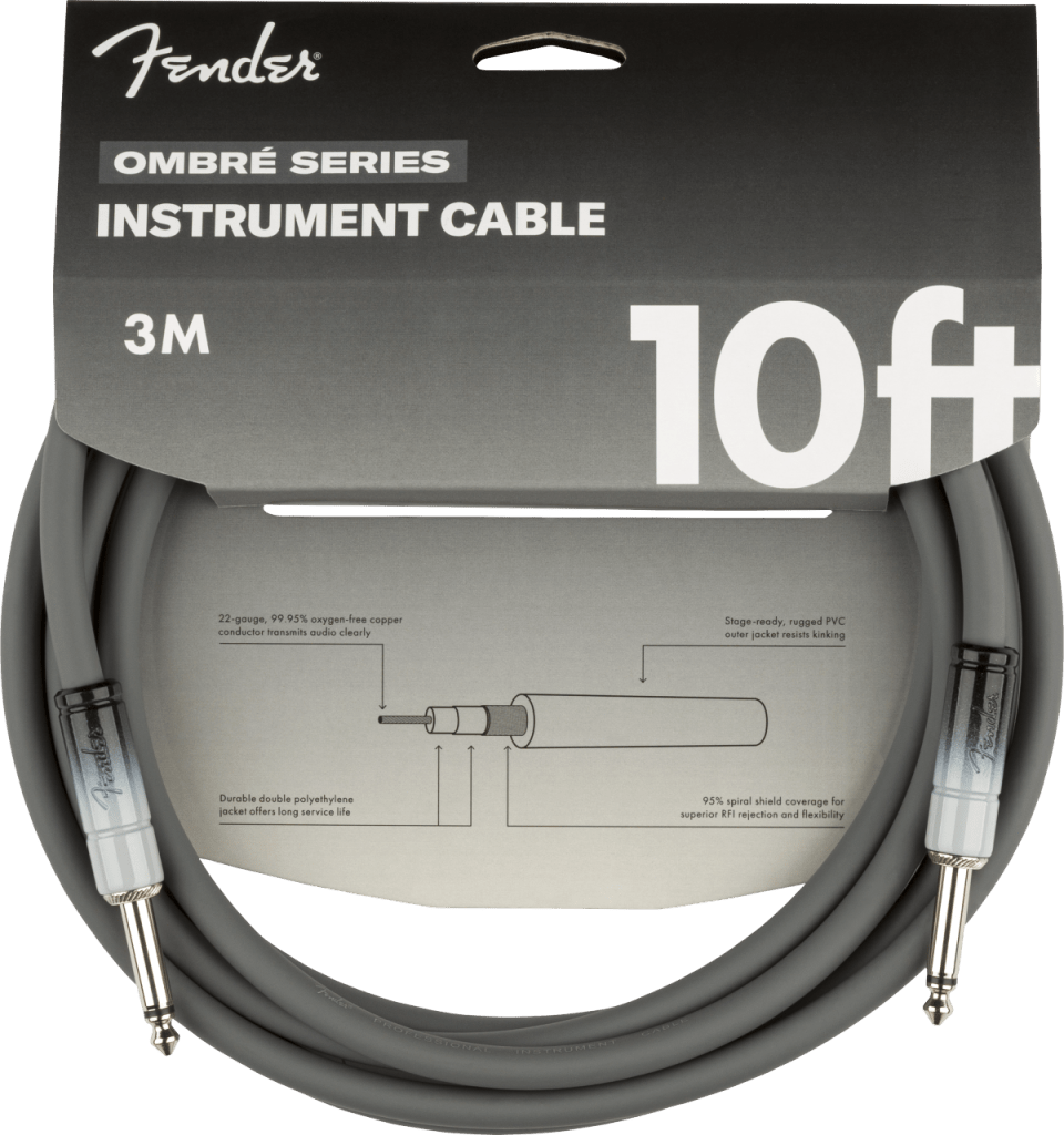 Fender Ombré Series Straight to Straight Instrument Cable - 10 foot, Silver Smoke