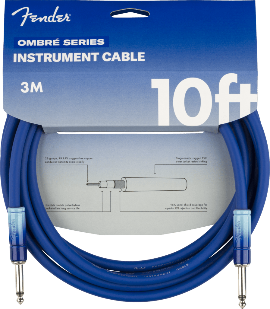 Fender Ombré Series Straight to Straight Instrument Cable - 10 foot, Belair Blue