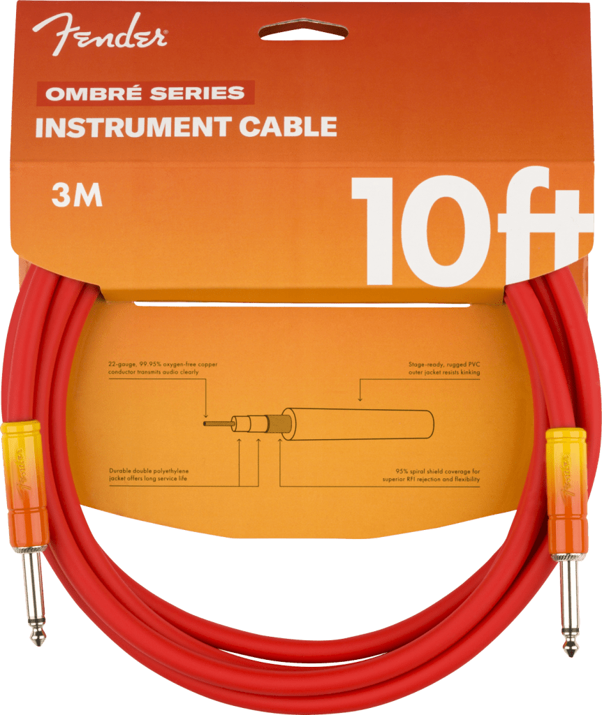 Fender Ombré Series Straight to Straight Instrument Cable - 10 foot, Tequila Sunrise
