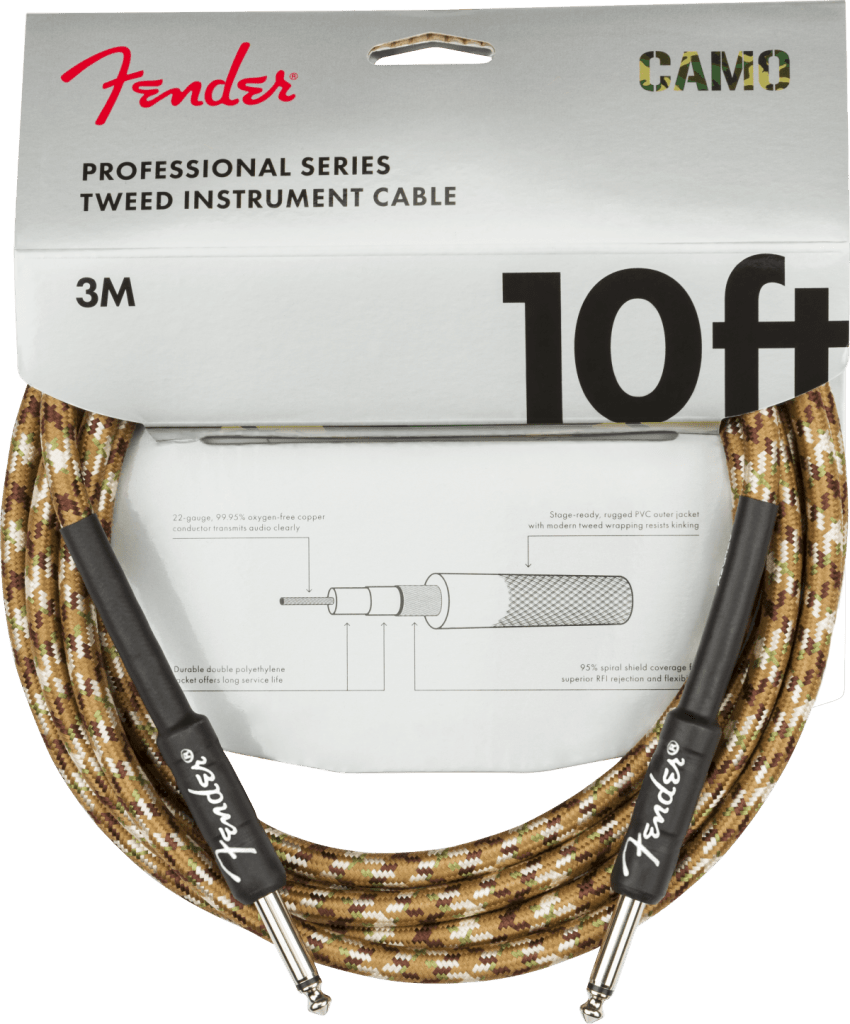 Fender 0990810107 Professional Series Straight to Straight Instrument Cable - 10-foot Desert Camo