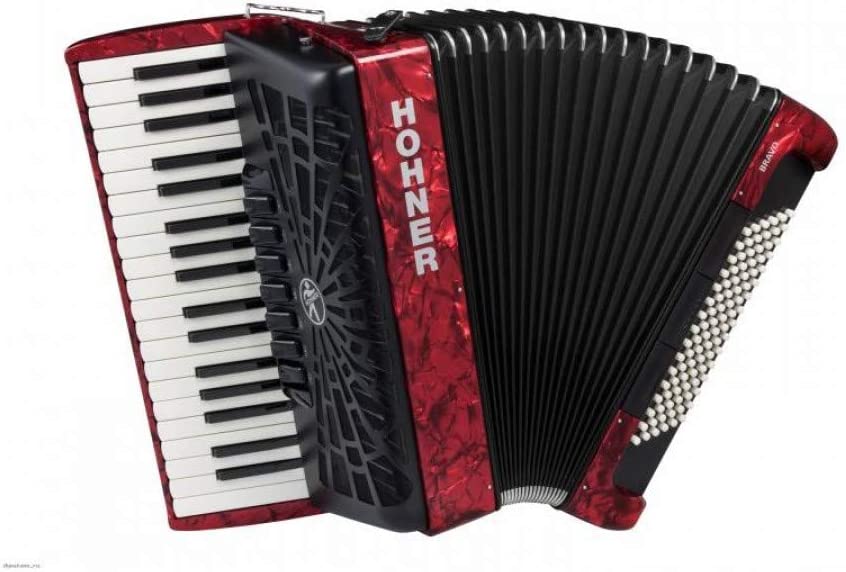 Hohner Bravo III 96 Chromatic Piano Key Accordion - Pearl Red