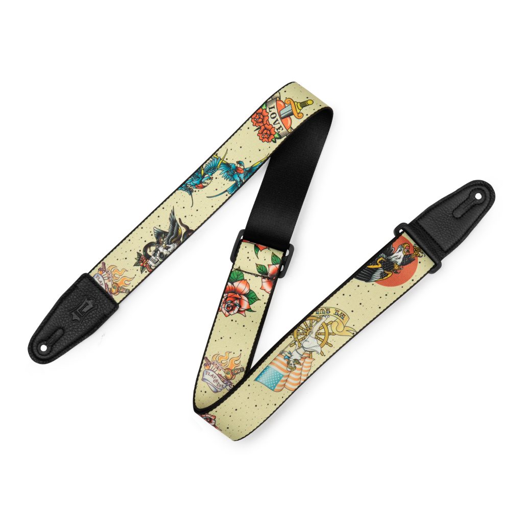 Levy's MP2TAT 2-inch Poly Tattoo Guitar Strap - Old School