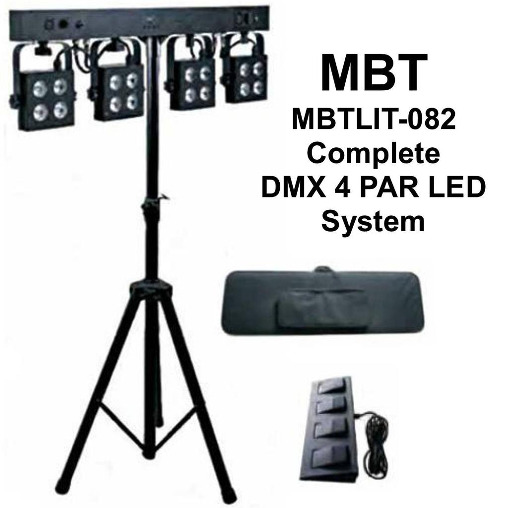 MBT MBTLIT-082 4 RGBW 2lux Pars includes: Tripod Stand, Foot Controls & Case