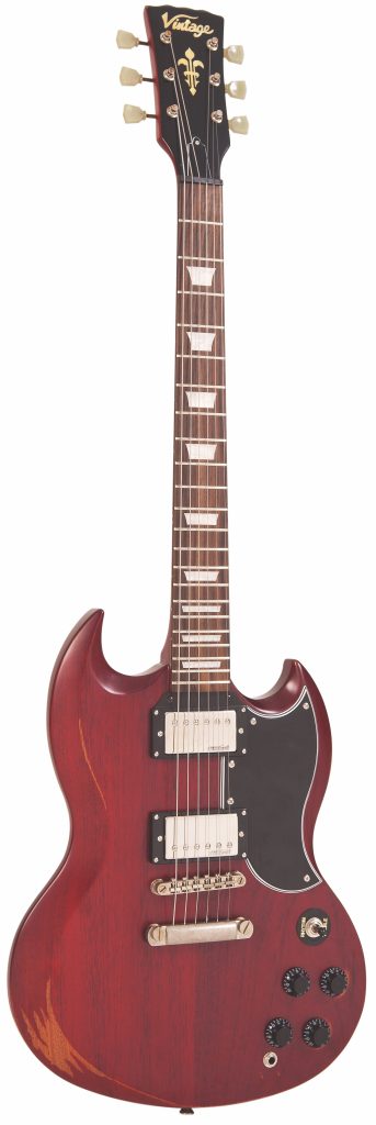 Vintage Guitars VS6 Electric Guitar - Distressed Cherry Red, VS6MRCR