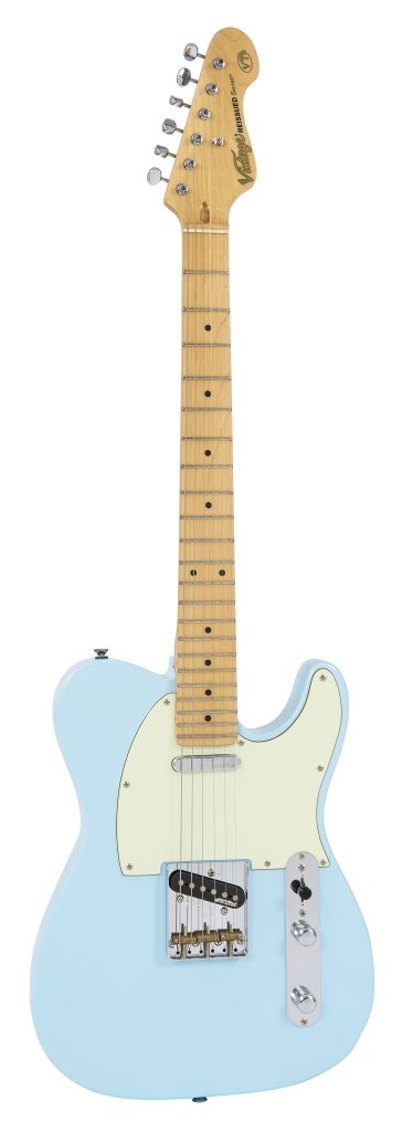 Vintage Reissued Series V75LB Electric Guitar, Laguna Blue
