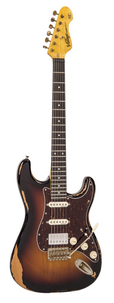 Vintage Guitars Icon V6 Electric Guitar, Strat HSS, Sunset Sunburst, V6HMRSSB