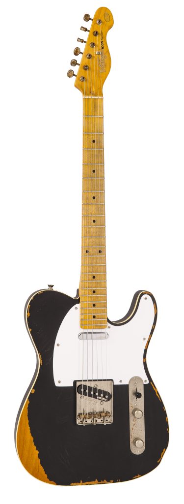 Vintage Guitars Telecaster Electric Guitar Distressed Black, V59MRBK