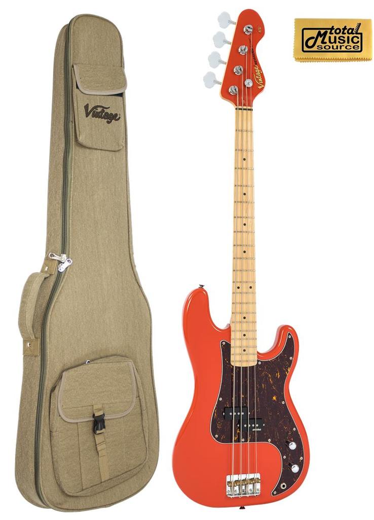 Vintage Reissued Series Bass V4MFR, Firenza Red Finish W/ Gig Bag