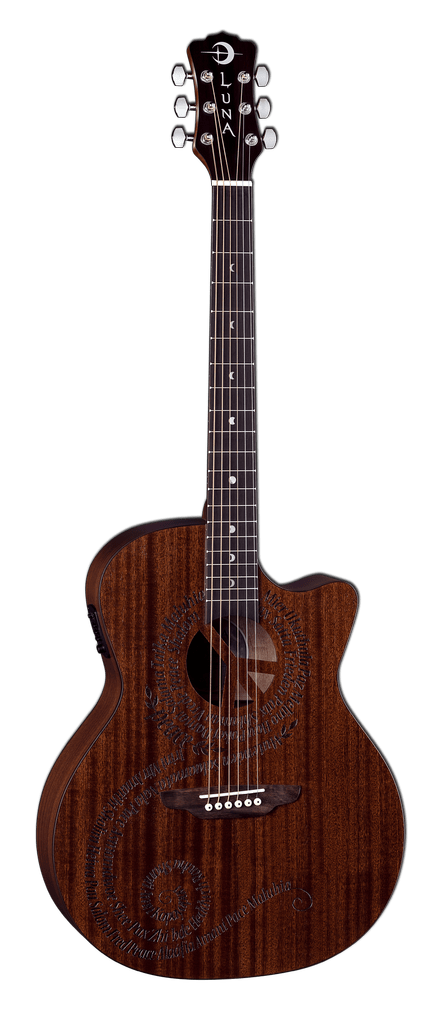 Luna Gypsy MALUHIA Peace Mahogany Acoustic-Electric Guitar, Open Pore Natural